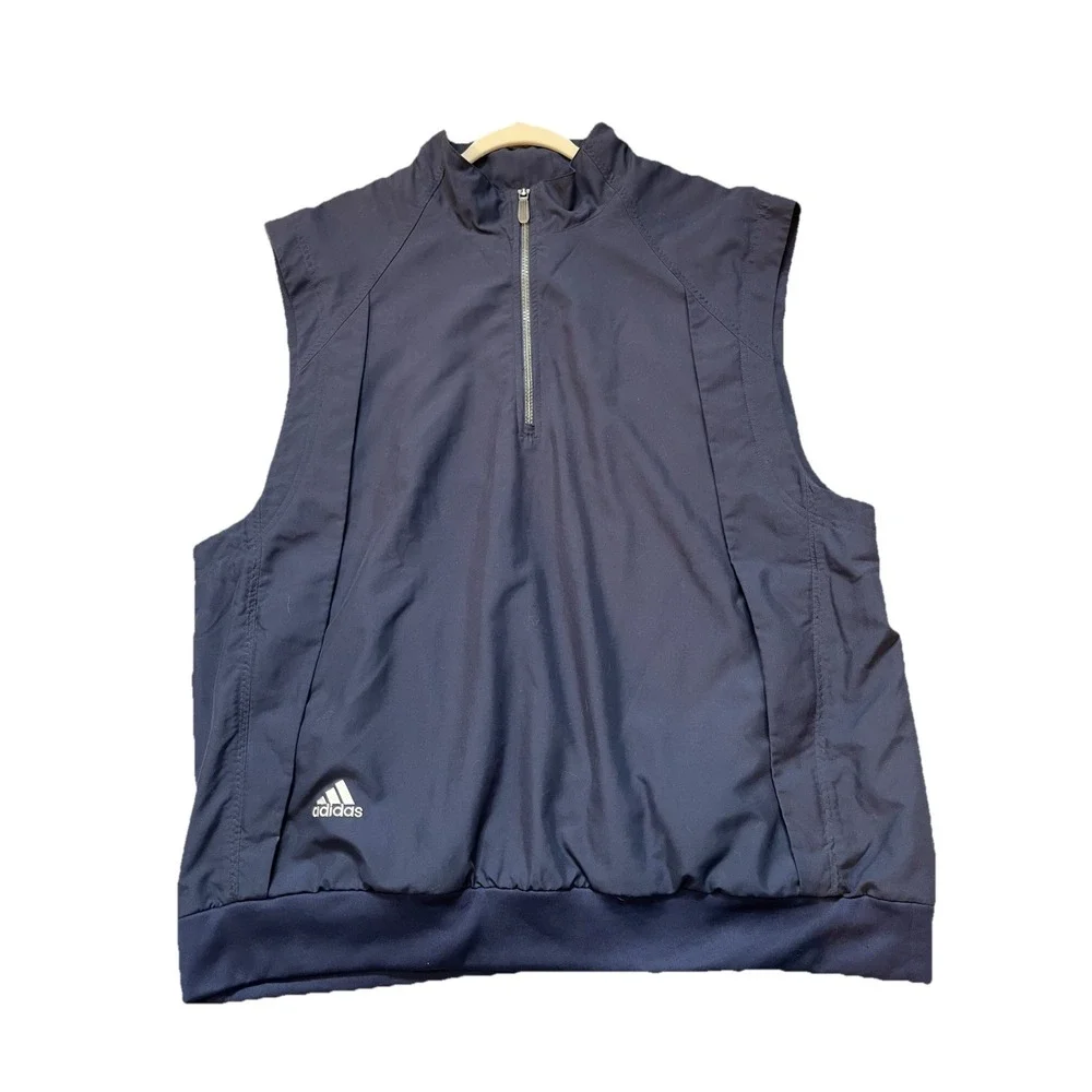 Adidas ClimaShell 1/4 Zip Golf Vest Windbreaker Navy Mens XL Pockets Preppy